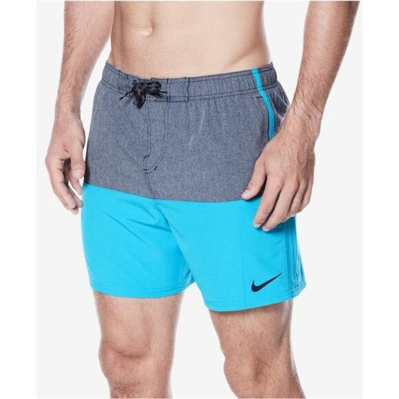 Nike Mens Split Volley Swim Shorts Trunks 9” Blue Gray Obsidian Pockets NEW XL - Picture 1 of 11